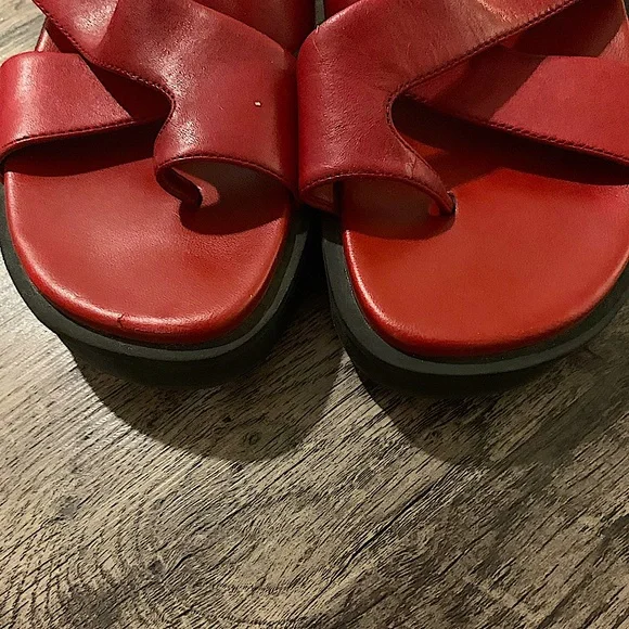 Genuine Leather Red 90s Sandals - Picture 4 of 6